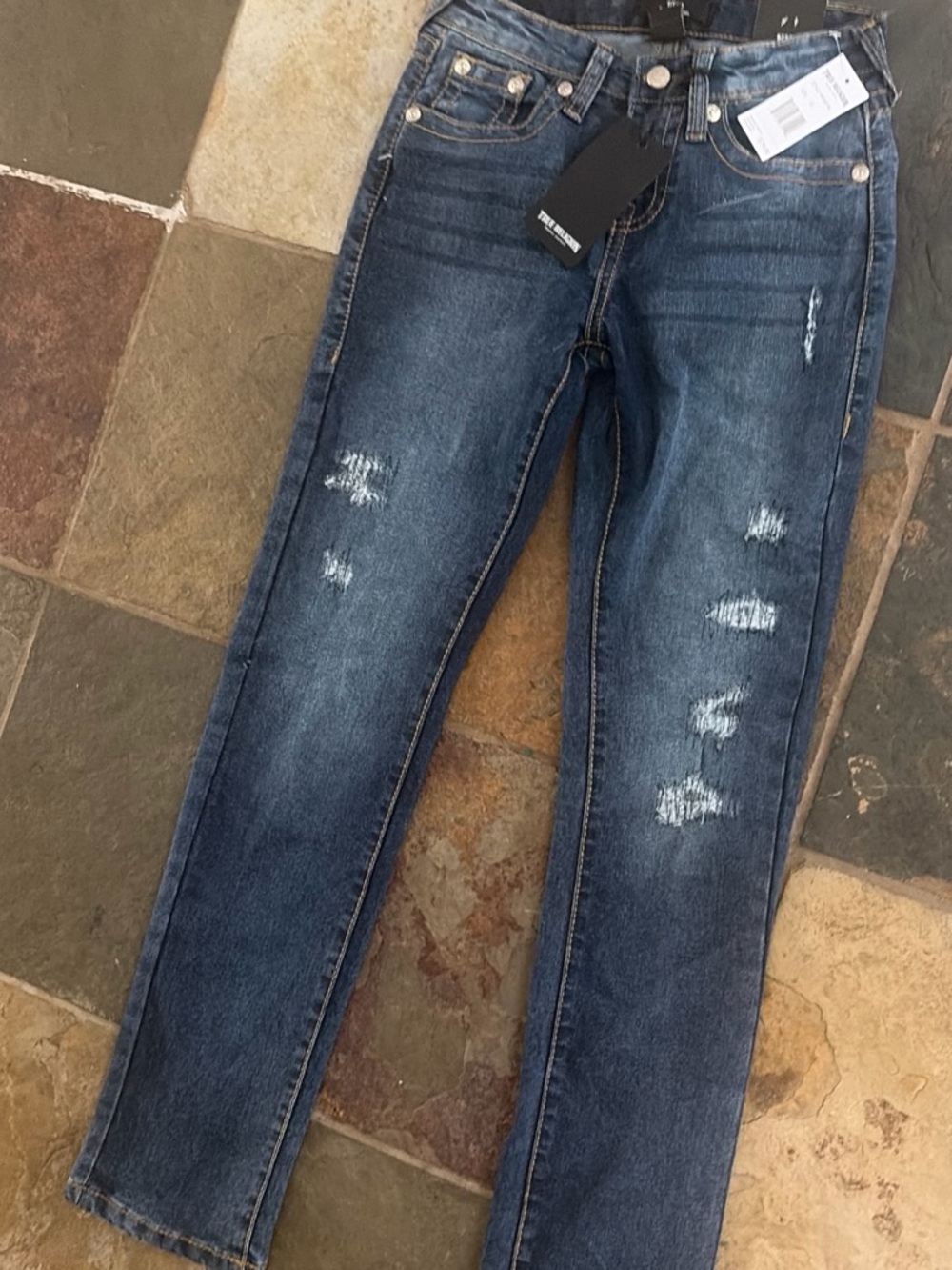 True Religion Dark Blue Distressed Skinny Jeans
